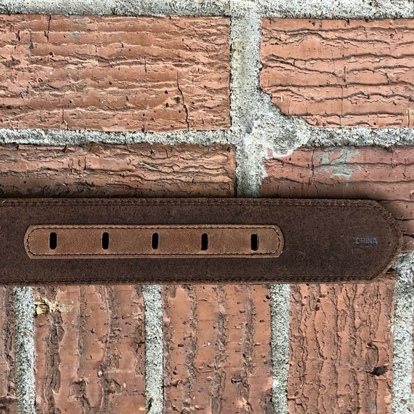 Brighton Brown Leather Silver Studded Geometric Belt Size S 28